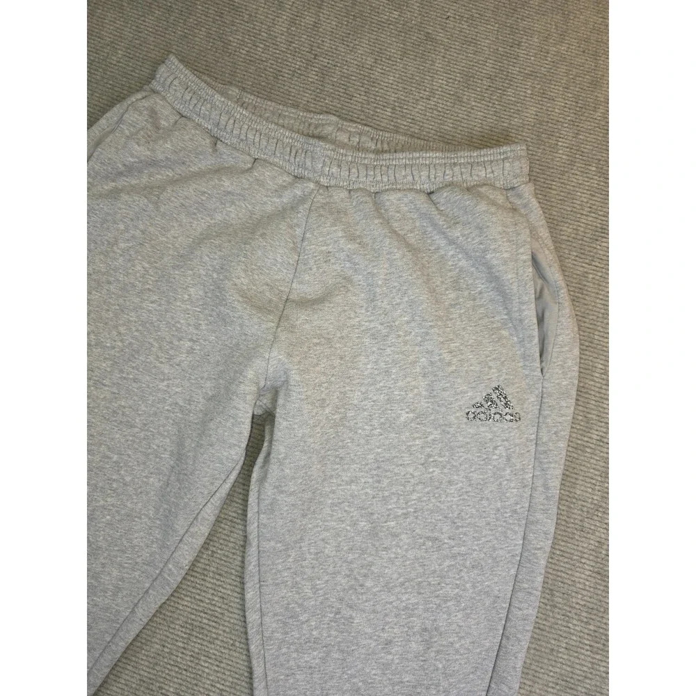 Adidas XL Stadium Fleece Heather Gray Speckled Badge Jogger Athletic Track Pant